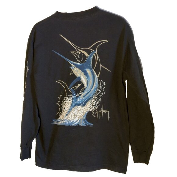 Guy Harvey Bluewater Shirt Men Medium Long Sleeve Blue Marlin Sea Fishing Fish - Picture 2 of 11